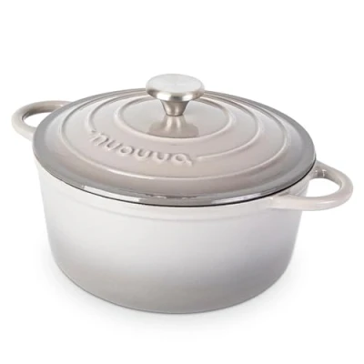 Immagine di Casseruola Di ghisa con coperchio antiaderente, resistente al forno, smaltata, robusta pentola da cottura grigio, 4,7 l, 24 cm Nuovva