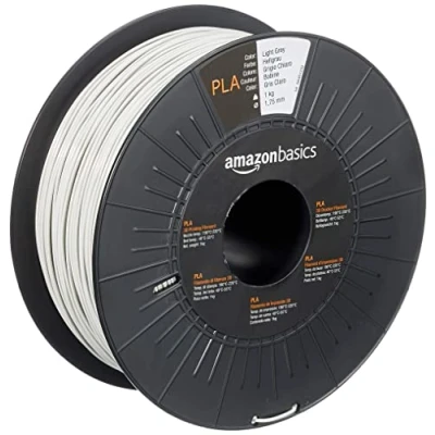 Immagine di Amazon Basics Filamento per stampanti 3D, in polilattato (PLA), 1.75 mm, grigio chiaro, 1 kg bobina