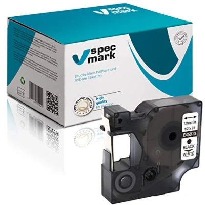 Immagine di Specmark compatibile con DYMO D1 12 mm 1/2/3/4/5/10/20 St. tutti i colori per stampanti LM Label Manager LP Point LW Writer DUO 1 pezzo Nastro stampa bianco/nero.