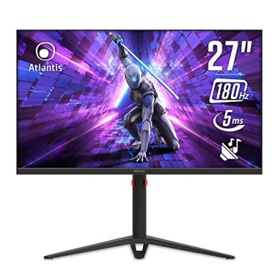 Immagine di ATLANTIS Monitor 27 pollici Gaming 165Hz 180Hz OC, schermo 27&quot;, Full HD 1920x1080, HDMI e DP, MULTIMEDIALE, FreeSync, alzabile inclinabile, pivot risposta 5ms, Contrasto 3000:1, Angolo 178/178
