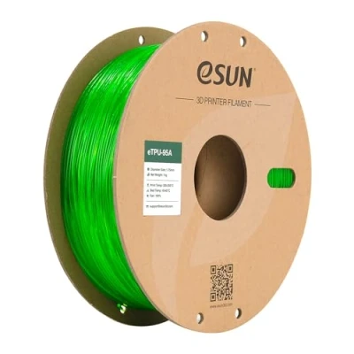 Immagine di eSUN Filamento TPU Flessibile 1.75mm, per Stampante 3D 95A, Precisione Dimensionale +/ 0.05mm, Bobina da 1kg (2.2 libbre) Stampa Stampanti 3D, Verde Trasparente