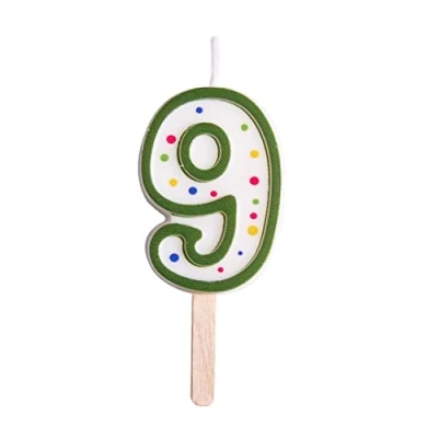 Immagine di PME CA059 Candela Numero 9, Cera, Verde, Piccola 4.3cm