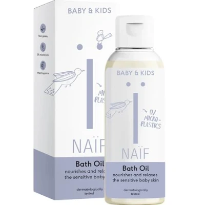 Immagine di Naif, Olio da bagno Milky per neonati e bambini, Ingredienti naturali, Deterge nutre la pelle sensibile del bambino durante il bagnetto, 100% vegano rispettoso dell&#039;ambiente marino, 100ml