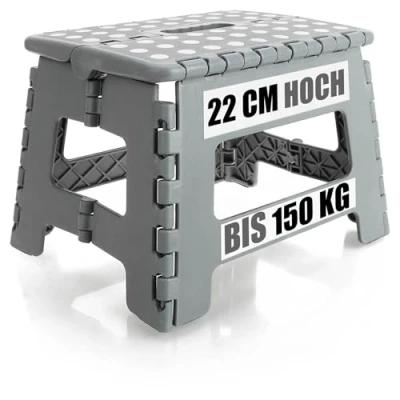 Immagine di com four® Gradino Pieghevole con Borchie in Gomma Sgabello Ausilio per Arrampicata Portatile Antiscivolo Portata Fino a 150 kg (31x22x22 cm Grigio 01 Pezzo)