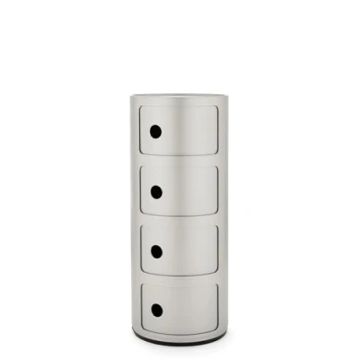 Immagine di Kartell Componibili Contenitore 4 Elementi, Base Tonda, ABS, Argento, 32 x 77 cm
