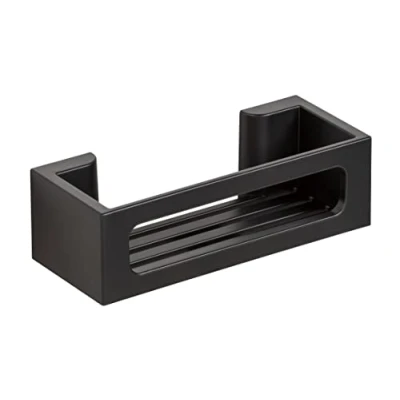 Immagine di Wenko Mensola da Parete Turbo Loc Bralia, in Plastica, si Fissa Senza Forare, Cestino Profondo per un Appoggio Sicuro di Shampoo e Bagnoschiuma, Vasca Doccia, 30 X 8,5 12 Cm, Nero