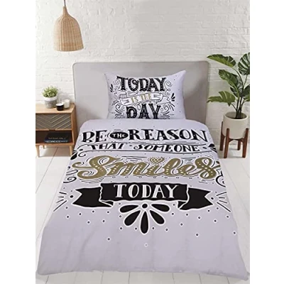 Immagine di Rapport Oggi Today is The Day Set Copripiumino per Letto Singolo, Colore: Nero/Bianco/Oro, Policotone