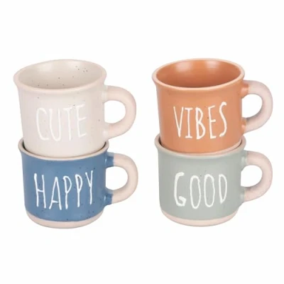 Immagine di Villa d&#039;Este Home Tivoli Set 4 tazzine caffè 60 ml in gres con manico, Idee Stone