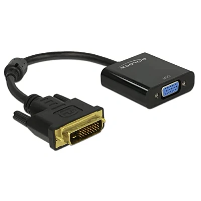 Immagine di Delock 65658 DVI / VGA Adattatore [1x Spina 24+1 poli 1x Presa VGA] Nero con nucleo in ferrite 16.00 cm