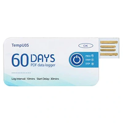 Immagine di Rilevatore di Temperatura e Registratore Data Logger, TempU05 Alta Precisione Temperatura, USB Monouso Genera Report PDF, per Il Monitoraggio Alimenti, Droghe