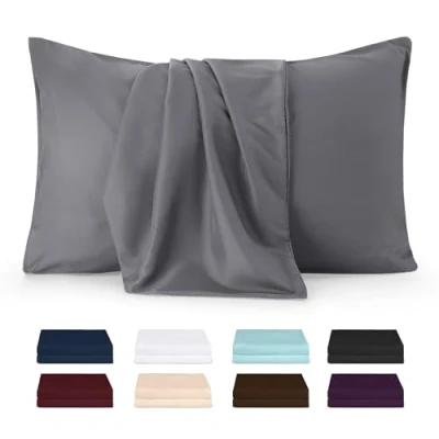Immagine di Utopia Bedding Federe Set Di 2 50 x 75 Cm Copricuscino In Poliestere Morbida Spazzolata Microfibra Con Chiusura A Busta Grigio