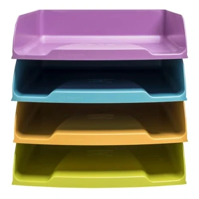 Immagine di Exacompta Rif. 111909SETD Set di 4 cestini per posta Combo Styli Pop N&#039;Co dimensioni 34,6 x 25,5 24,3 cm, formato A4+ colori assortiti