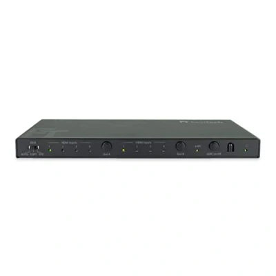 Immagine di FeinTech VAX04201 HDMI eARC Pass Matrix Switch 4x2 UHD 2 schermi (TV e videoproiettore) condividono una soundbar