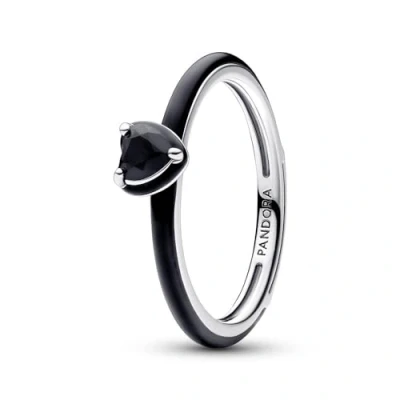 Immagine di PANDORA ME Anello con cuore in argento 9 cristallo nero e smalto nero, 60