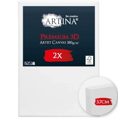Immagine di Artina Set da 2 Tele per Dipingere 70x100 cm 100% Cotone, Spessore Alto 3D Premium 380g/m² Tela Grandi Pittori FSC® Telaio in Legno Comodo e Resistente Pittura