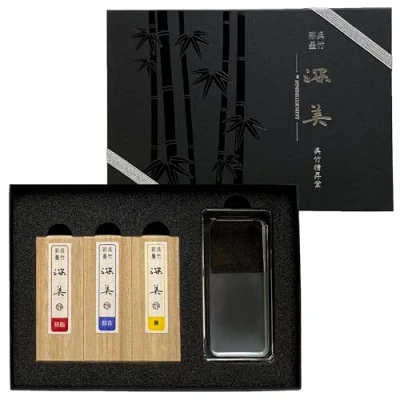 Immagine di Kuretake SAIBOKU SHIMBI 3 pz. &amp; INKSTONE SET VETRO (AK8/3VGA)