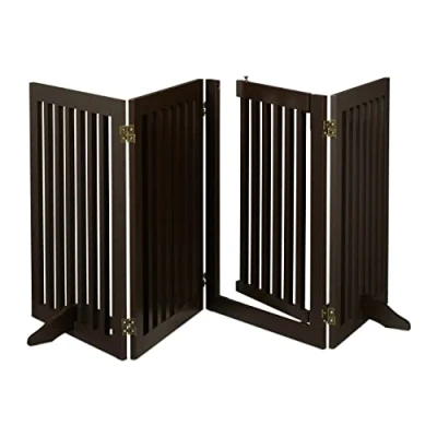 Immagine di Relaxdays Cancelletto per Bambini, Barriera Cani e Neonati, 4 Pannelli, Recinzione Scale, MDF, 70x207cm, Marrone