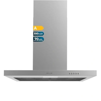 Immagine di Cecotec Cappa Aspirante 70 cm Flux TM 703500 Inox A. Potenza Di Aspirazione 350M3/H, Motore 70W, Controllo Meccanico, 3 Livelli Potenza, Luce E Filtro Al Carbonio,