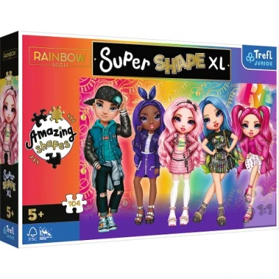 Immagine di Trefl 104 XL Super Shape Forme Pazze, Pezzi Grandi, Da Colorare Con I Personaggi Delle Fiabe Arcobaleno Alto, Dai 5 Anni in Su Puzzle, Colore Stile Rainbow High, 50015