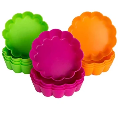 Immagine di webake 12 Pz Stampo Crostata Mini Quiche Lattine per Crostate in Silicone Antiaderente Stampini Crostatine Rotondo Torta con Torte Flan Teglie Dolci Multi Colore 8x2.2cm