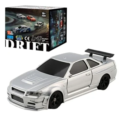 Immagine di SHOYDID RC Elettrico Mini Racing Drift Car Modello con Kit Luci 1/43 Scala 2.4G Full Proporzionale (RTR Version/Argento)
