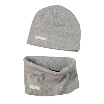 Immagine di LACOFIA Set di Berretto e Sciarpa Colletto per Bambino Cappello a Maglia Neonato Cotone Sciarpe Bandana da Grigio Chiaro 7 24 Mesi