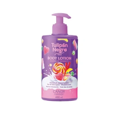 Immagine di Tulipano nero lozione corpo con dosatore Candy Fantasy, massima idratazione 400 ml, intensamente profumata e per tutti i tipi di pelle