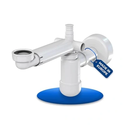 Immagine di LAXARA Sifone telescopico per un lavandino salvaspazio 1 1/4&quot; di colore bianco, ma è adatto anche lavello con attacco da 1/4&quot;. Include connettore scarico lavastoviglie