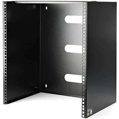 Immagine di StarTech.com Staffa Rack 19&quot; a parete 12U, Profondità 34,9 cm, per patch pannell da 19 pollici i apparecchiature di rete poco profonde, Portata 56,7 kg , Acciaio, Nero (WALLMOUNT12)