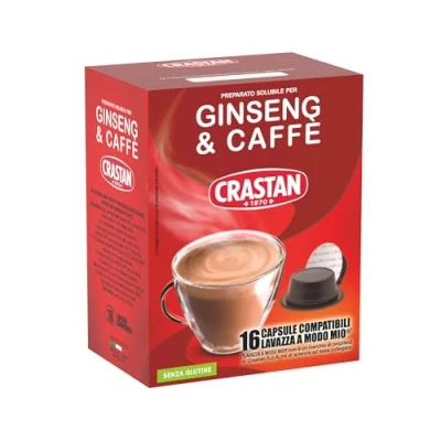 Immagine di CRASTAN 1870, 16 Capsule, 1 Box da Capsule di Ginseng &amp; Caffè, Compatibili con A Modo Mio, Bevanda Senza Glutine, 100% Made in Italy