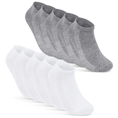 Immagine di sockenkauf24 10 Paia Calzini Corti Uomo Donna Calze Corte Sneaker Traspiranti con Mesh Cotone 16510 (39 42 Grigio+Bianco)