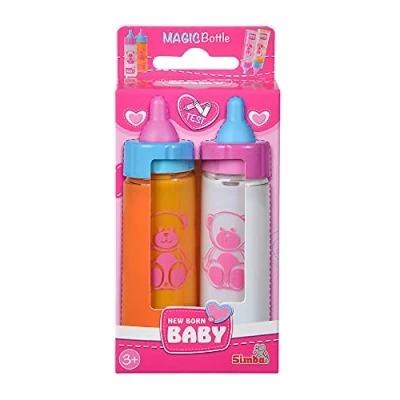 Immagine di Simba New Born Baby 105560011 Biberon per latte magico, 2 pezzi, bambole, bambole da gioco, con contenuto scomparso, 1 latte, succo, 12 cm, accessori bambini dai 3