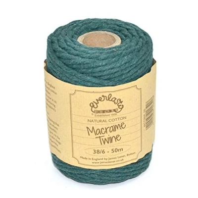 Immagine di Everlasto Rocchetti da 50 m, in morbido cotone colorato, per macramè, 4 mm circa, colore: verde muschio