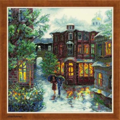 Immagine di Riolis Kreuzstich Set Regnerischer Sommer, Zählmuster Kit Punto Croce Estivo piovana, Cotone, Multicolore, 30.0 x 0.1 cm