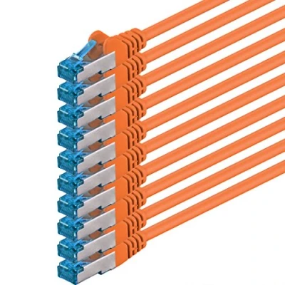 Immagine di 7,5m arancione 10 pezzi Rete Cavi Cat6a s FTP CAT 6a doppia schermatura certificato GHMT PIMF 500MHz / 7 CU rame non contiene alogeni compatibile con CAT5e CAT6 CAT7 CAT8 10000 Mbit