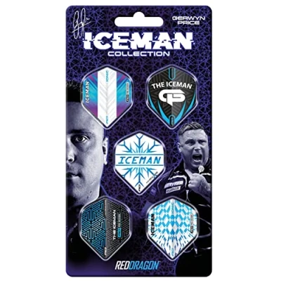 Immagine di RED DRAGON Gerwyn Price Iceman Hardcore Dart Flight Collection 5 Set per Confezione (15 Alette in Totale)