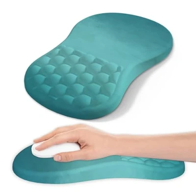 Immagine di tappetino per mouse con poggiapolsi, ergonomico alleviare il dolore nel tunnel carpale, memory foam base in gomma antiscivolo, computer, laptop, desktop (verde)