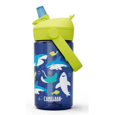 Immagine di CAMELBAK Thrive FLIP Paglia BAMBINI BOTTIGLIA CON Tritan Renew, Drinkware, Squali E Raggi, 400 ml