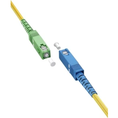 Immagine di goobay 59663 Cavo in fibra ottica (FTTH) monomodale (OS2) Simplex/SC APC (8) maschio a SC UPC maschio/cavo onda luminosa, 15 m