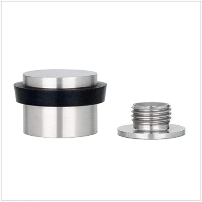 Immagine di EVI Herrajes Fermaporta 28 x 20 mm Base filettata Gomma Nera Acciaio Inox Finitura Opaca Compresi utensile, vite + tassello di fissaggio Mod. I 199/24 CBAM