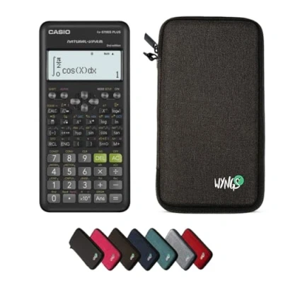 Immagine di Casio fx 570ES Plus 2nd edition incluso una custodia protettiva WYNGS in grigio scuro Pacchetto base