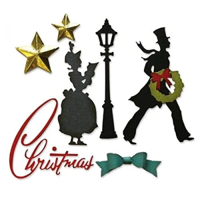 Immagine di Sizzix Die Christmas by Set di Fustelle Thinlits 9PK Vault Series: Natale 2021 Tim Holtz, 665584, Acciaio al Carbonio, Multicolour, One Size