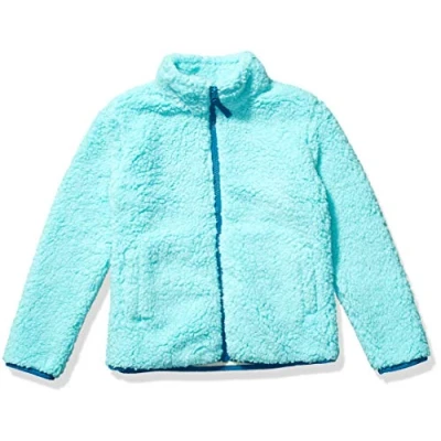 Immagine di Amazon Essentials Giacca con Cerniera Integrale in Pile Sherpa Bambine e Ragazze, Blu Acqua, 8 Anni