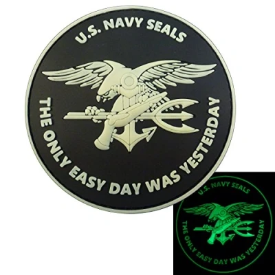 Immagine di Glow Dark US Navy Seals The Only Easy Day Was Yesterday DEVGRU Morale PVC Fastener Patch