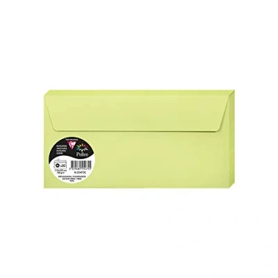Immagine di Clairefontaine 55475C Pacco da 20 Buste autoadesive Formato DL (11x22cm) 120g/m² Colore verde germoglio Inviti Eventi e Corrispondenza Gamma Pollen Carta Premium Liscia