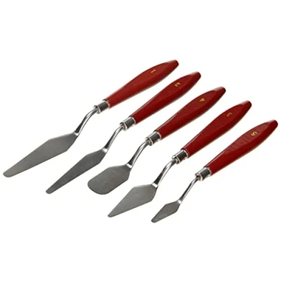 Immagine di Kreul 41823 Coltello per Pittura con Lame Elastiche in Metallo e Manico, 5 Pezzi, stuccare Modellare, Legno, Multicolor, One size