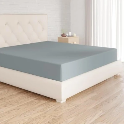 Immagine di Amazon Basics Lenzuolo con angoli Matrimoniale, 180 x 200 30 cm, in 100% Microfibra altezza da 30cm, Blu Spa