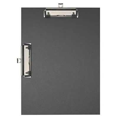 Immagine di Exacompta 18271E Porta blocco in carta patinata con doppio morsetto e sistema di fissaggio a parete per uso orizzontale verticale Formato 23 cm x 32 documenti A4 nero.