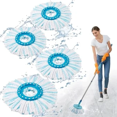Immagine di 4 Pezzi Testine di Ricambio del Mocio Compatibile con Leifheit Clean Twist Disc Mop, Sistema a 2 Fibre Kit Buona Capacità Assorbimento per Pulizia Adatto Tutti i Pavimenti
