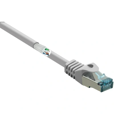 Immagine di Renkforce RF 5047486 RJ45 cavo di rete, patch CAT 6A S/FTP 5.00 m Grigio Ritardante fiamma 1 pz.